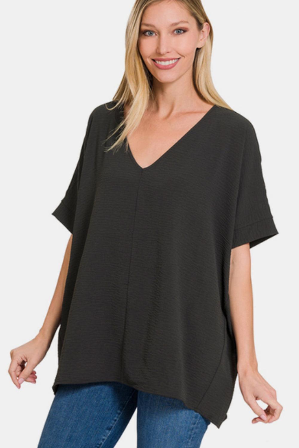 Zenana Full Size V-Neck Short Sleeve Top Carauana Store