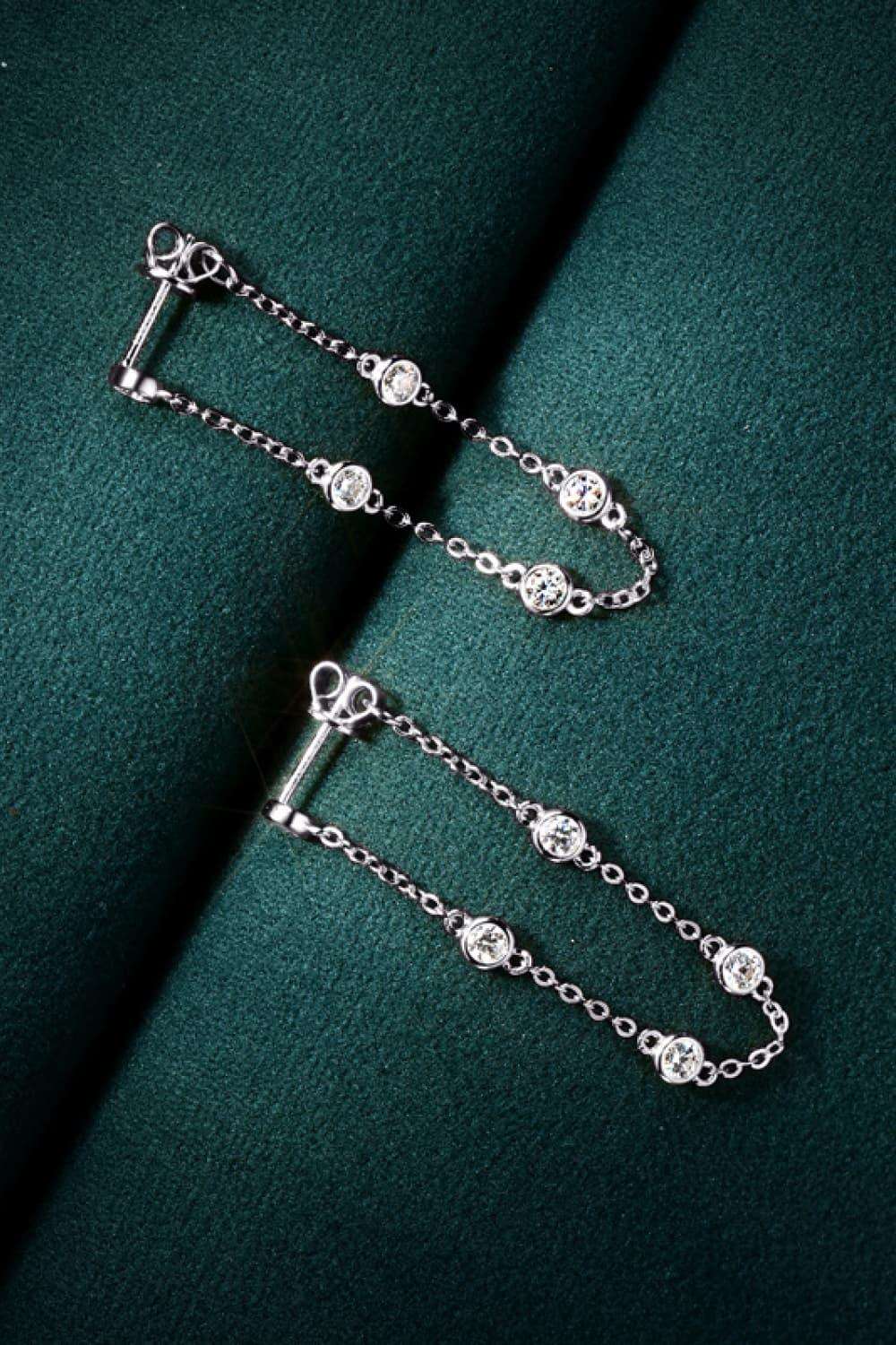 1 Carat Moissanite 925 Sterling Silver Chain Earrings Carauana Store