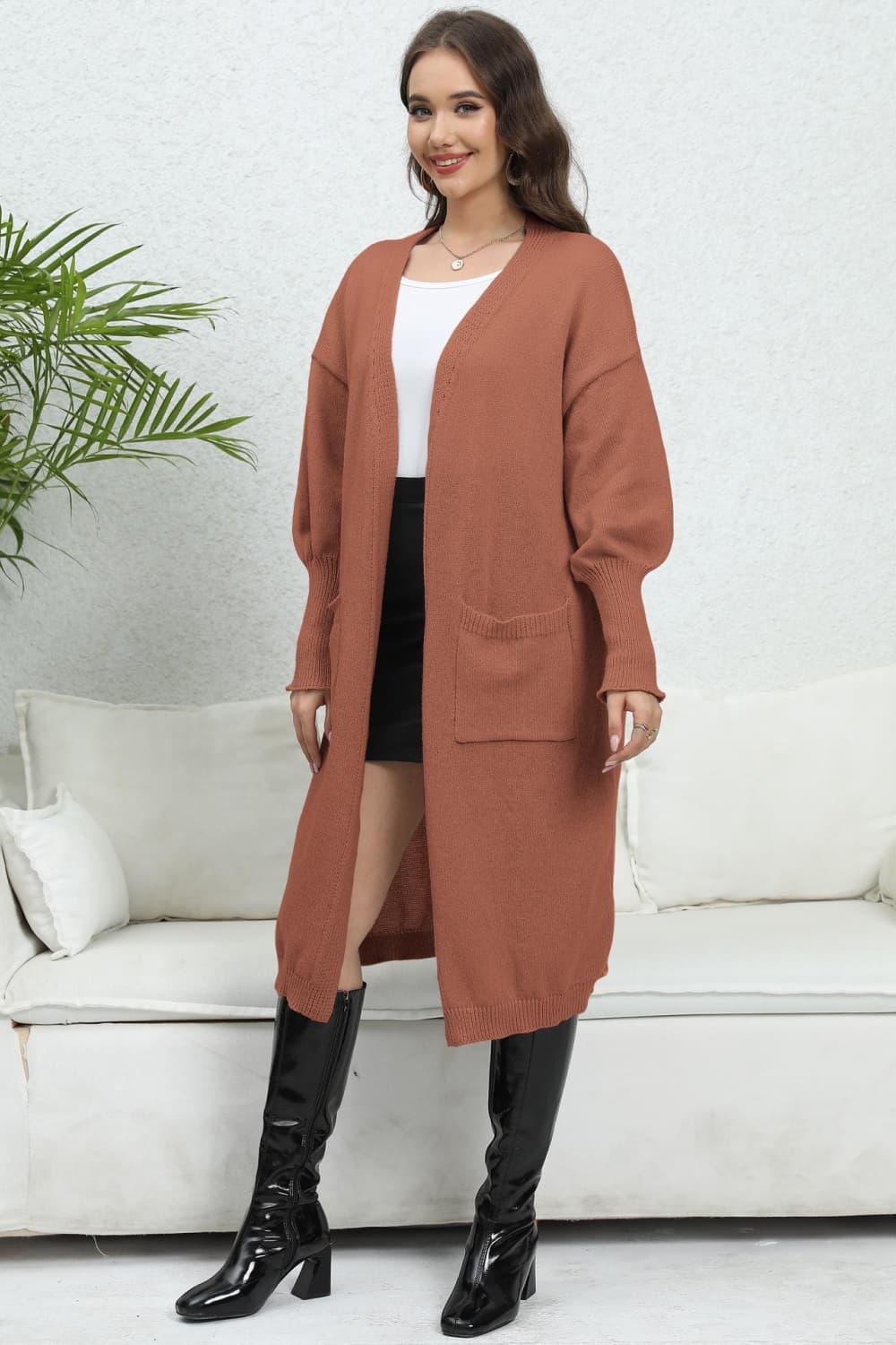 Open Front Dropped Shoulder Cardigan Carauana Store