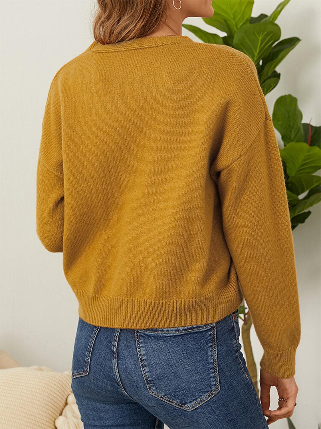 Flower Button Front Dropped Shoulder Cardigan Carauana Store