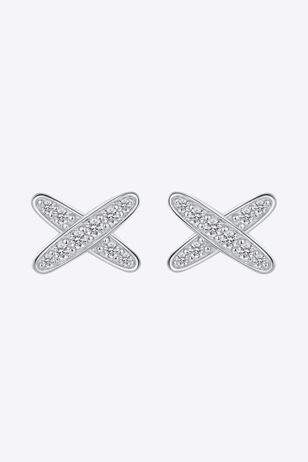 925 Sterling Silver X-Shape Moissanite Earrings Carauana Store