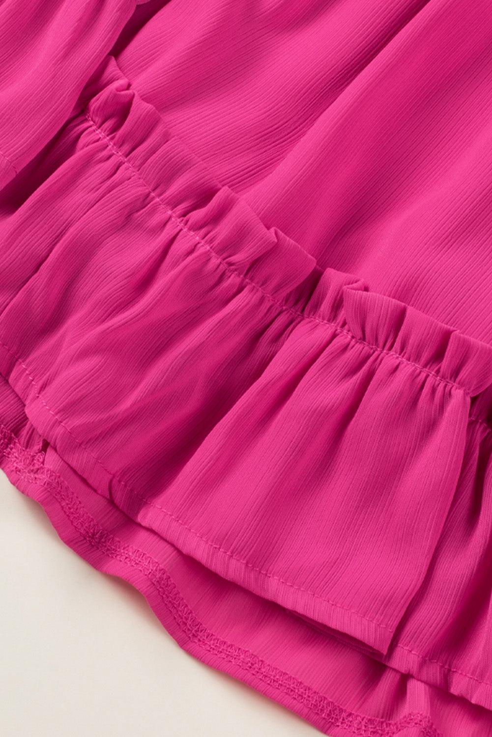 Frill Tie Neck Balloon Sleeve Dress Carauana Store