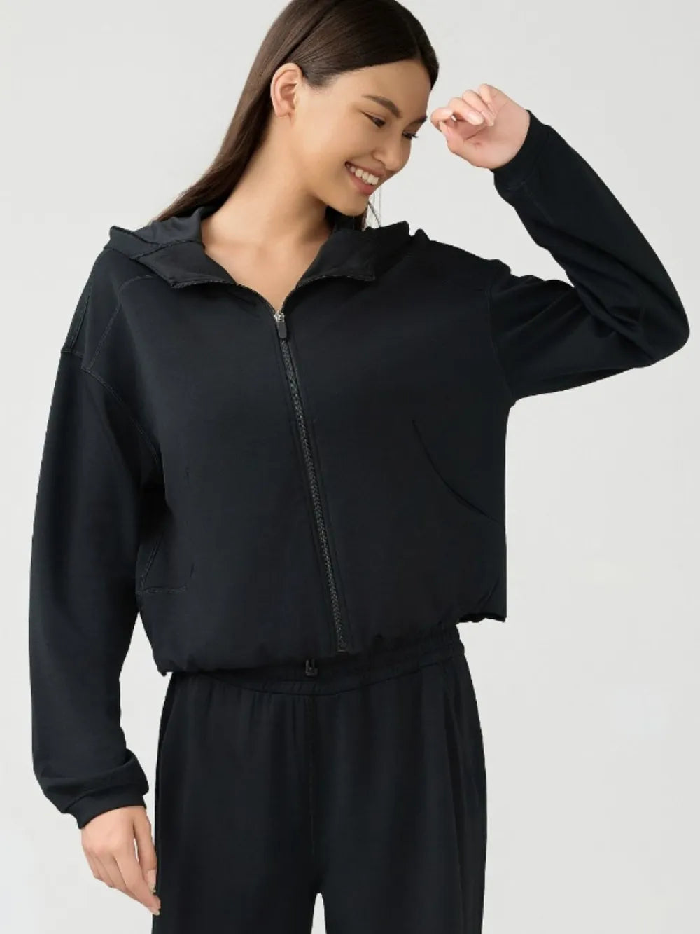 Millennia Zip Up Dropped Shouder Active Hooded Carauana Store