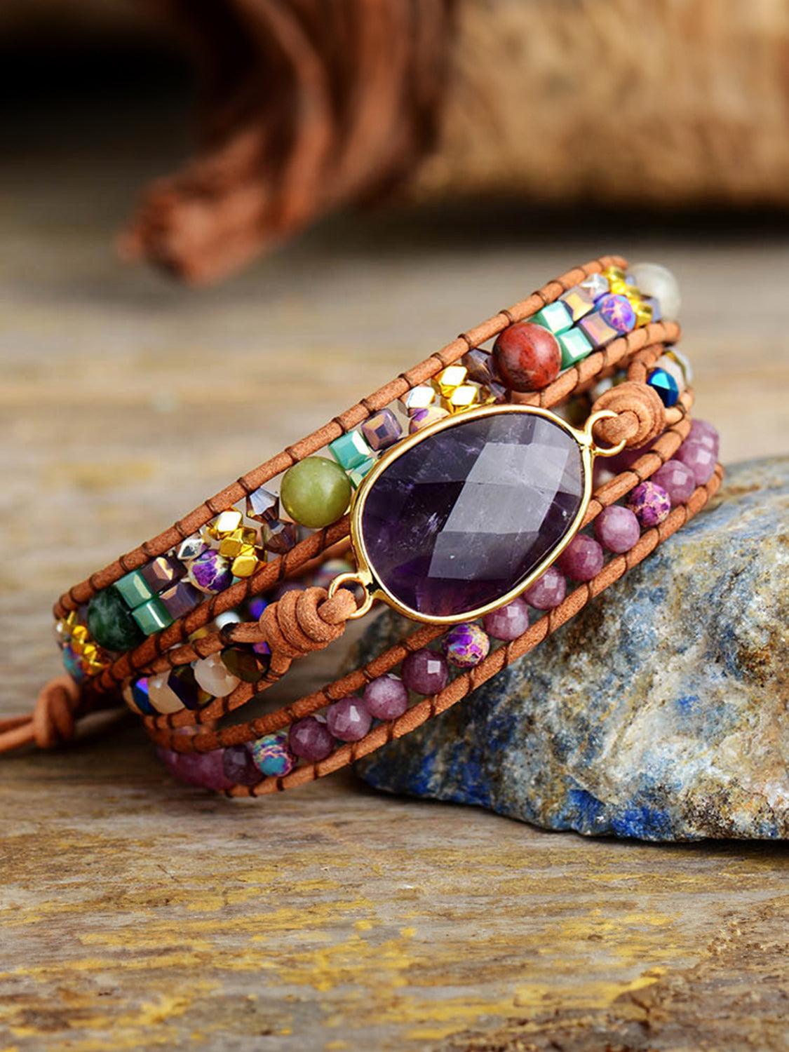 Triple-Layer Amethyst Bracelet Carauana Store