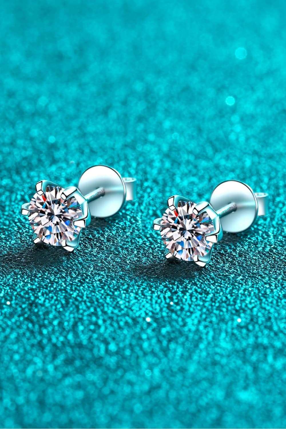 1 Carat Moissanite Rhodium-Plated Stud Earrings Carauana Store