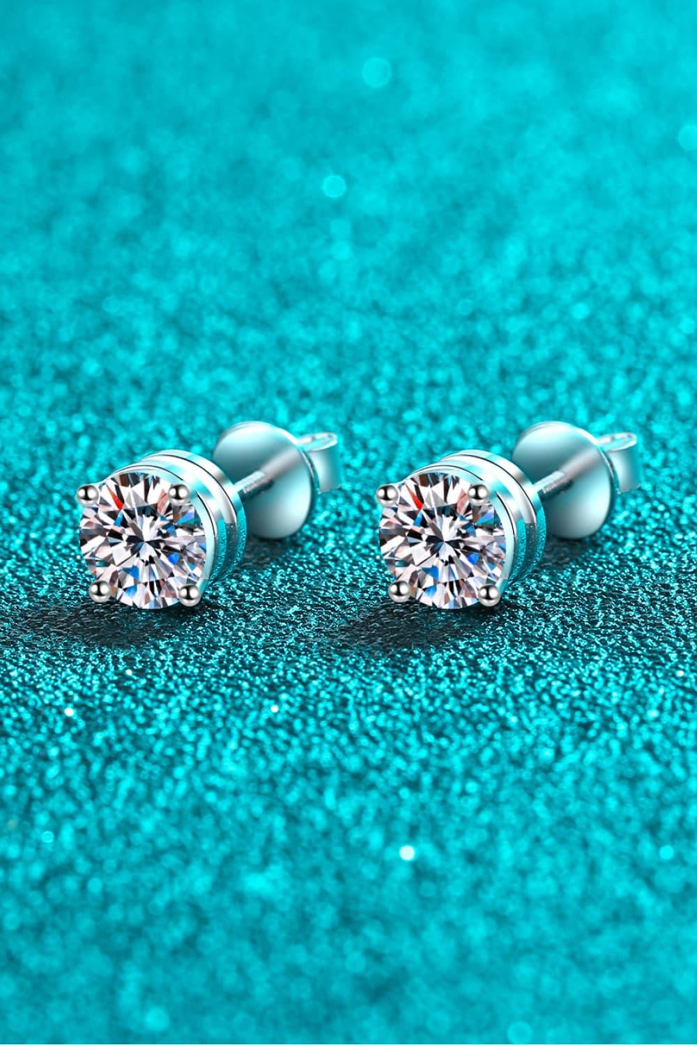 2 Carat Moissanite Rhodium-Plated Stud Earrings Carauana Store
