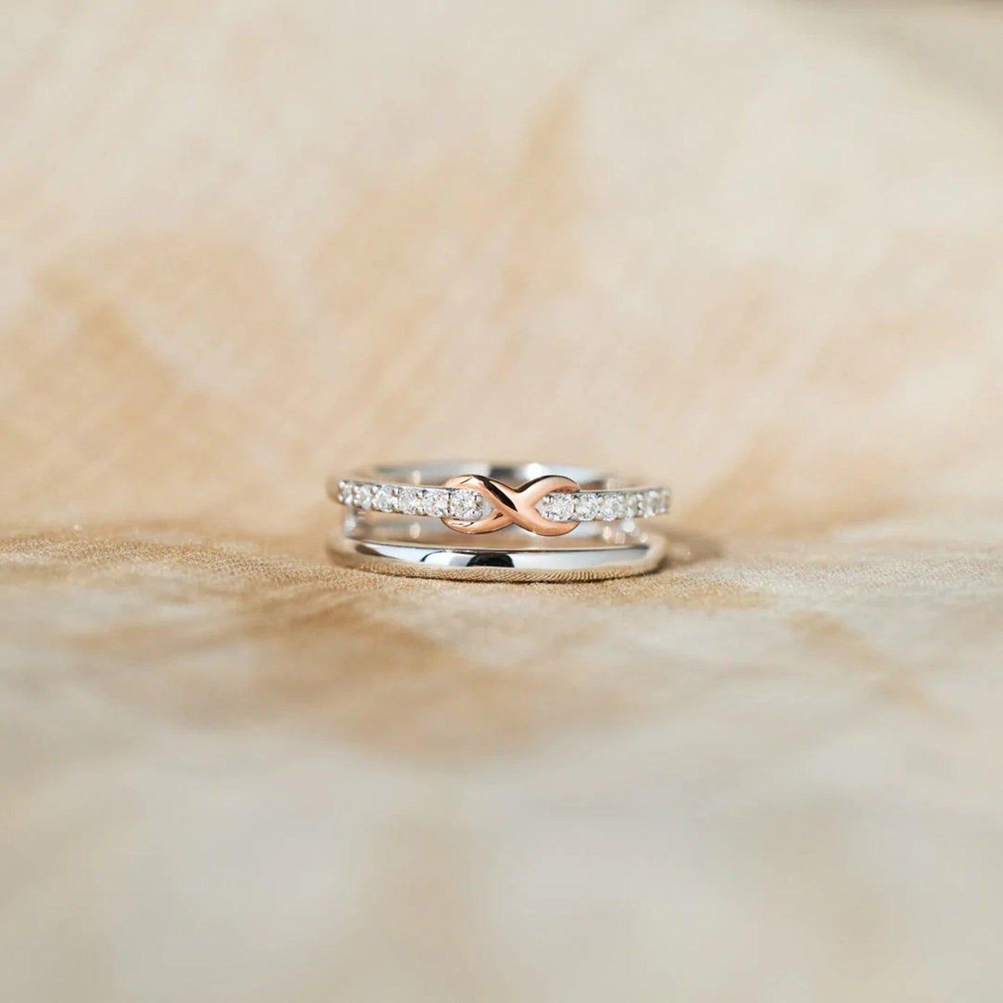 Double-Layered Zircon 925 Sterling Silver Ring Carauana Store