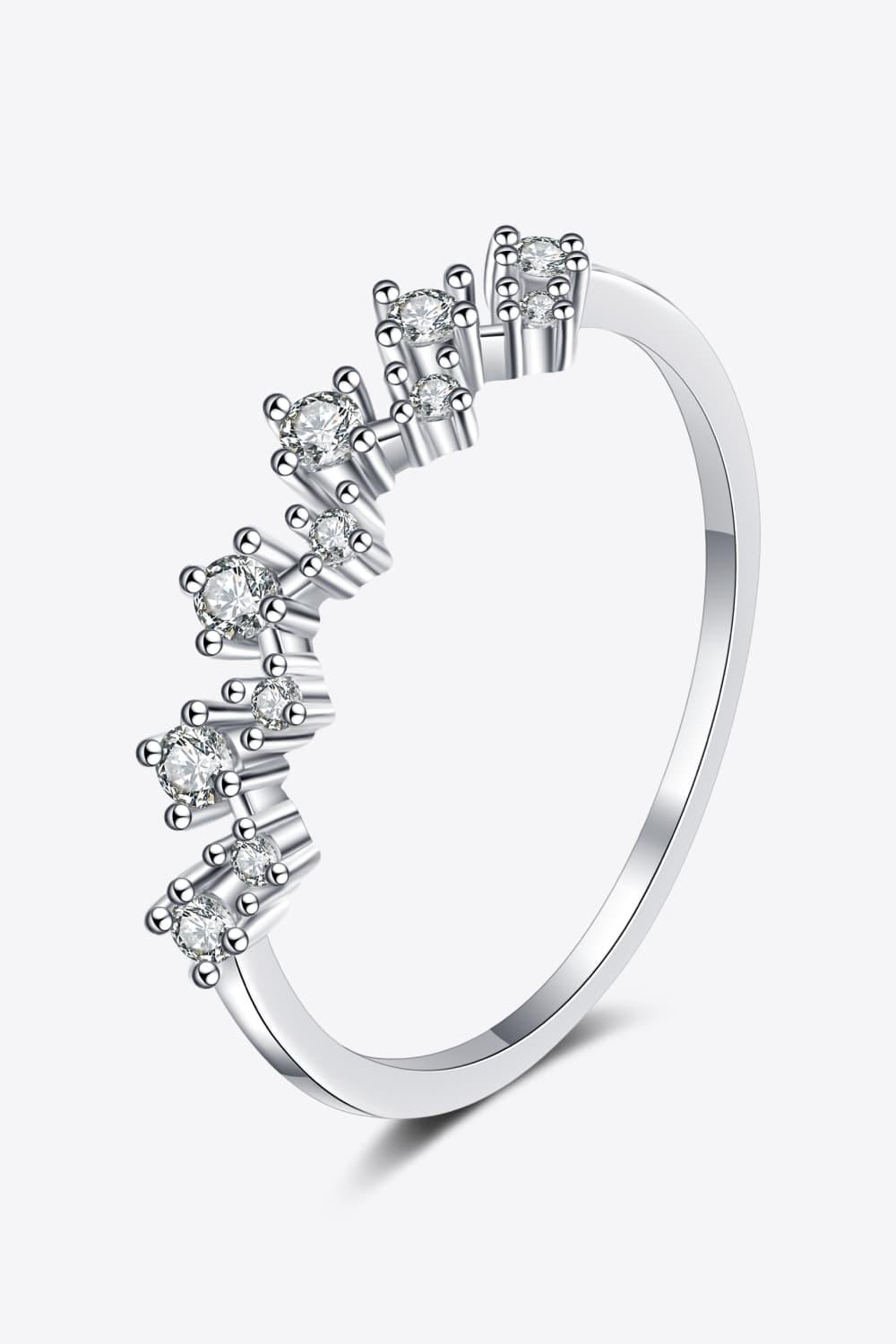 Moissanite Rhodium-Plated Half-Eternity Ring Carauana Store