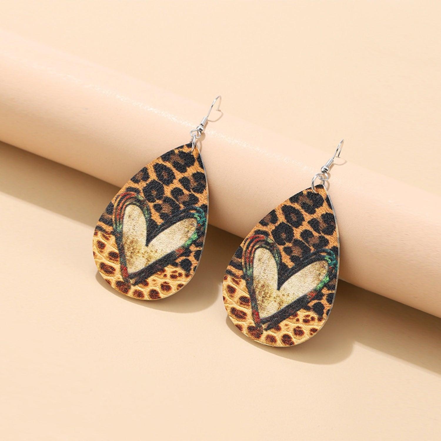 PU Leather Leopard Teardrop Earrings Carauana Store