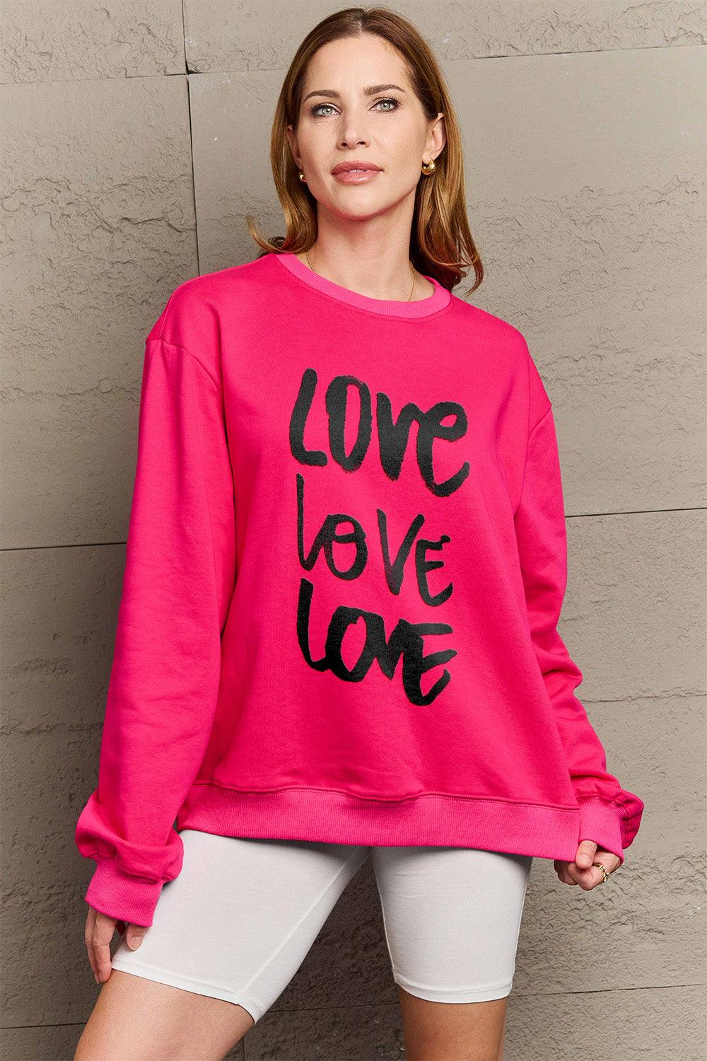 Simply Love Full Size LOVE Round Neck Sweatshirt Carauana Store