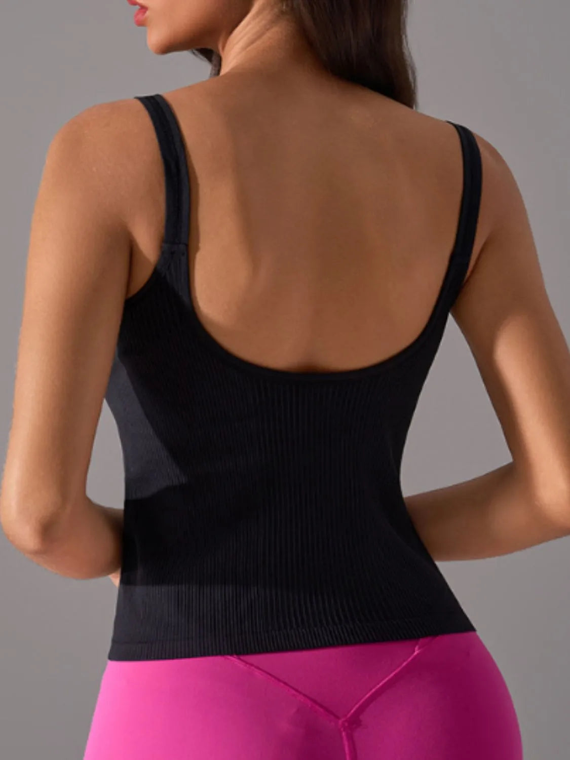 Scoop Neck Active Tank with Detachable Chest Pads Carauana Store