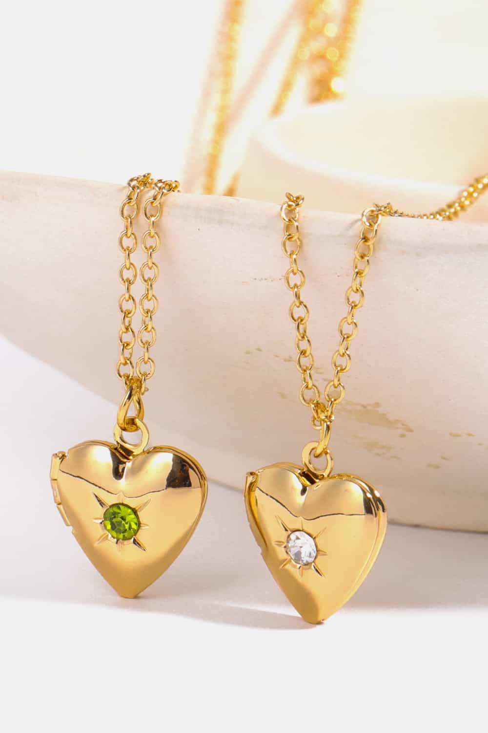 Zircon Heart Shape 14K Gold-Plated Pendant Necklace Carauana Store