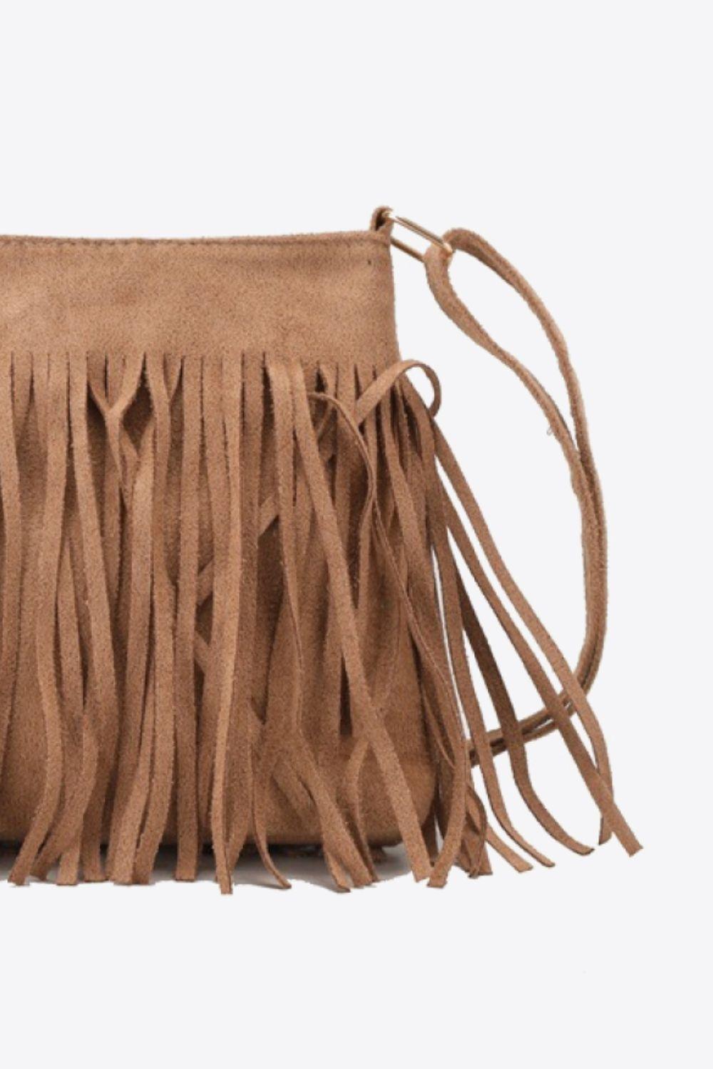 Adored PU Leather Crossbody Bag with Fringe Carauana Store