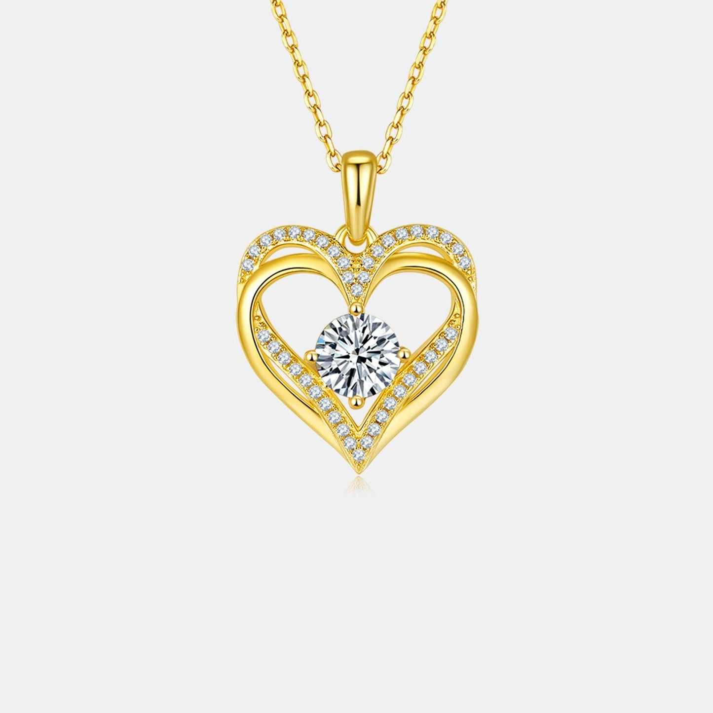 1.2 Carat Moissanite 925 Sterling Silver Heart Necklace Carauana Store