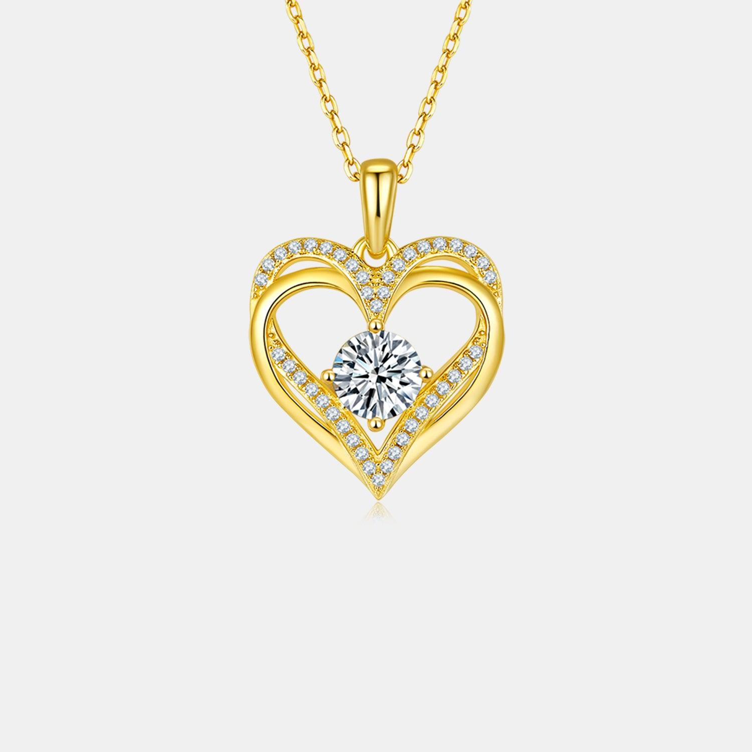 1.2 Carat Moissanite 925 Sterling Silver Heart Necklace Carauana Store