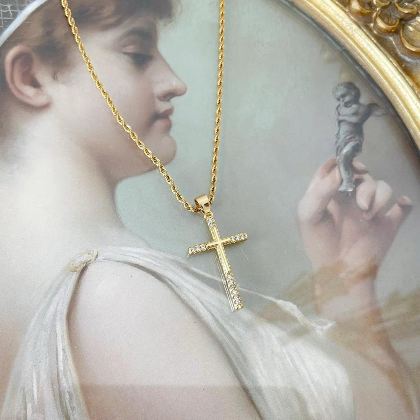 Stainless Steel Inlaid Zircon Cross Necklace Carauana Store