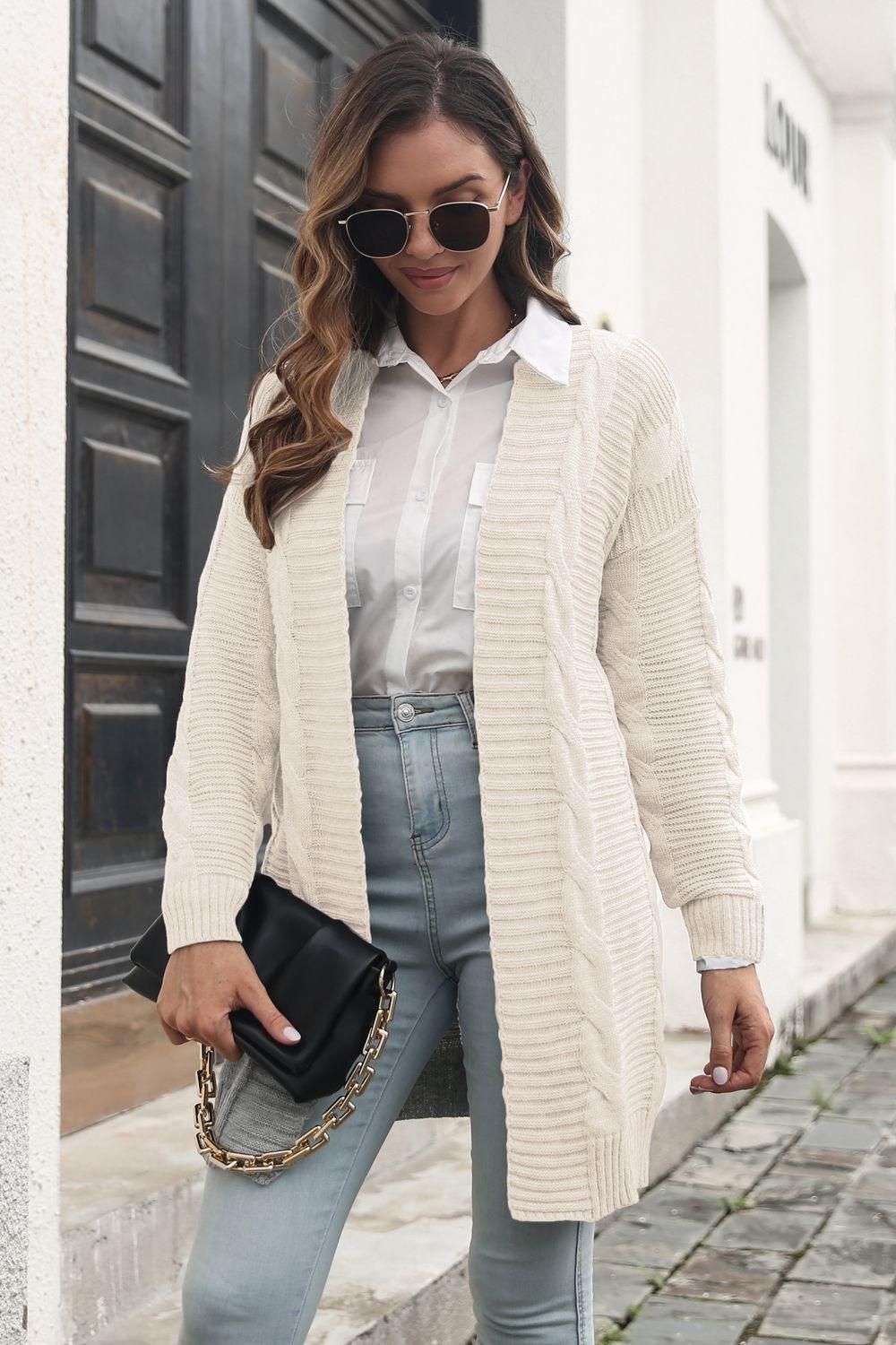 Open Front Cable-Knit Cardigan Carauana Store