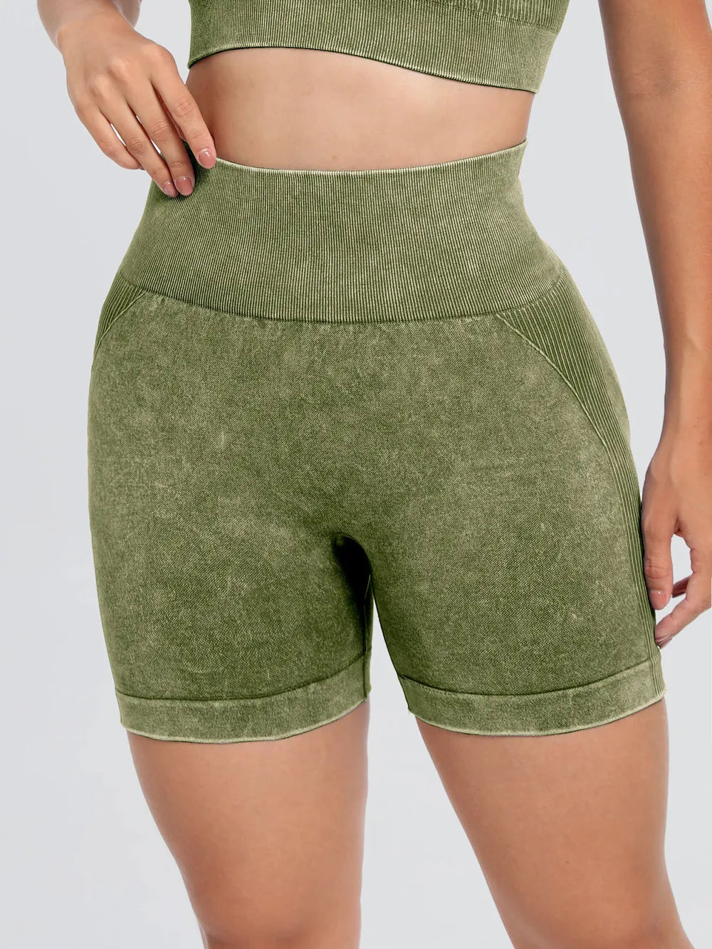 Washed High Waist Active Shorts Carauana Store