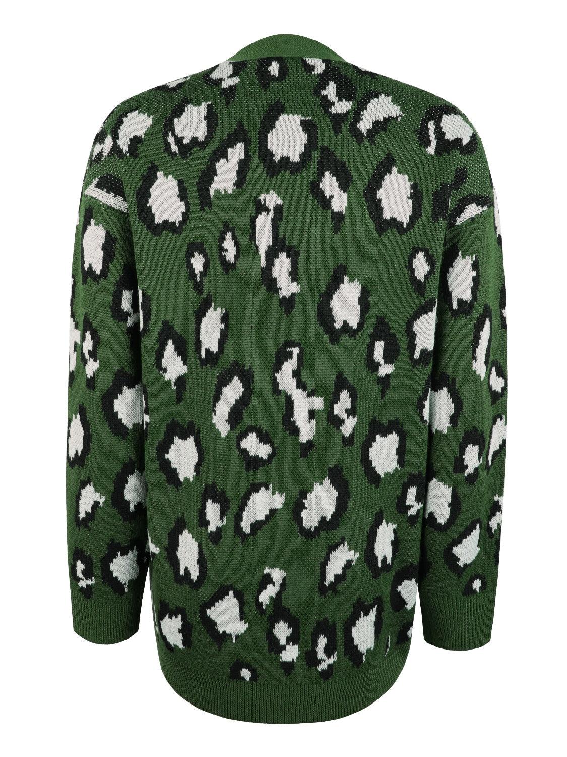 Leopard Open Front Dropped Shoulder Cardigan Carauana Store