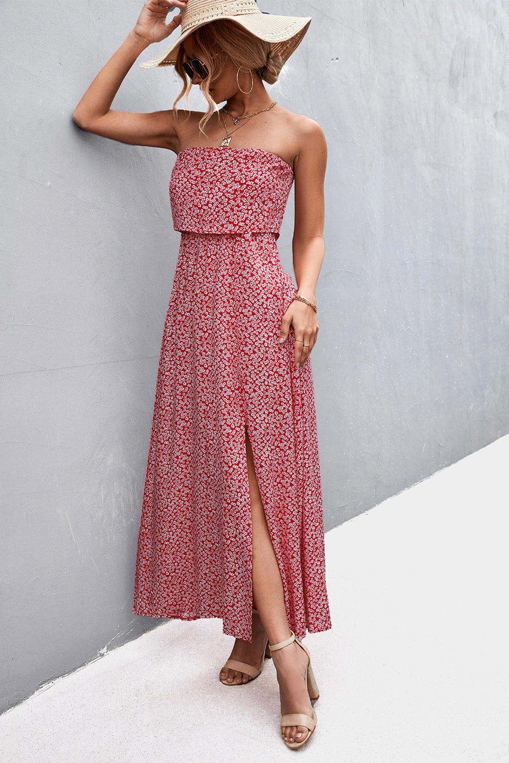 Strapless Split Maxi Dress Carauana Store