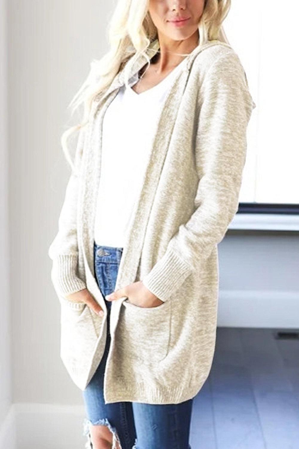 Heathered Open Front Cardigan with Pockets Carauana Store