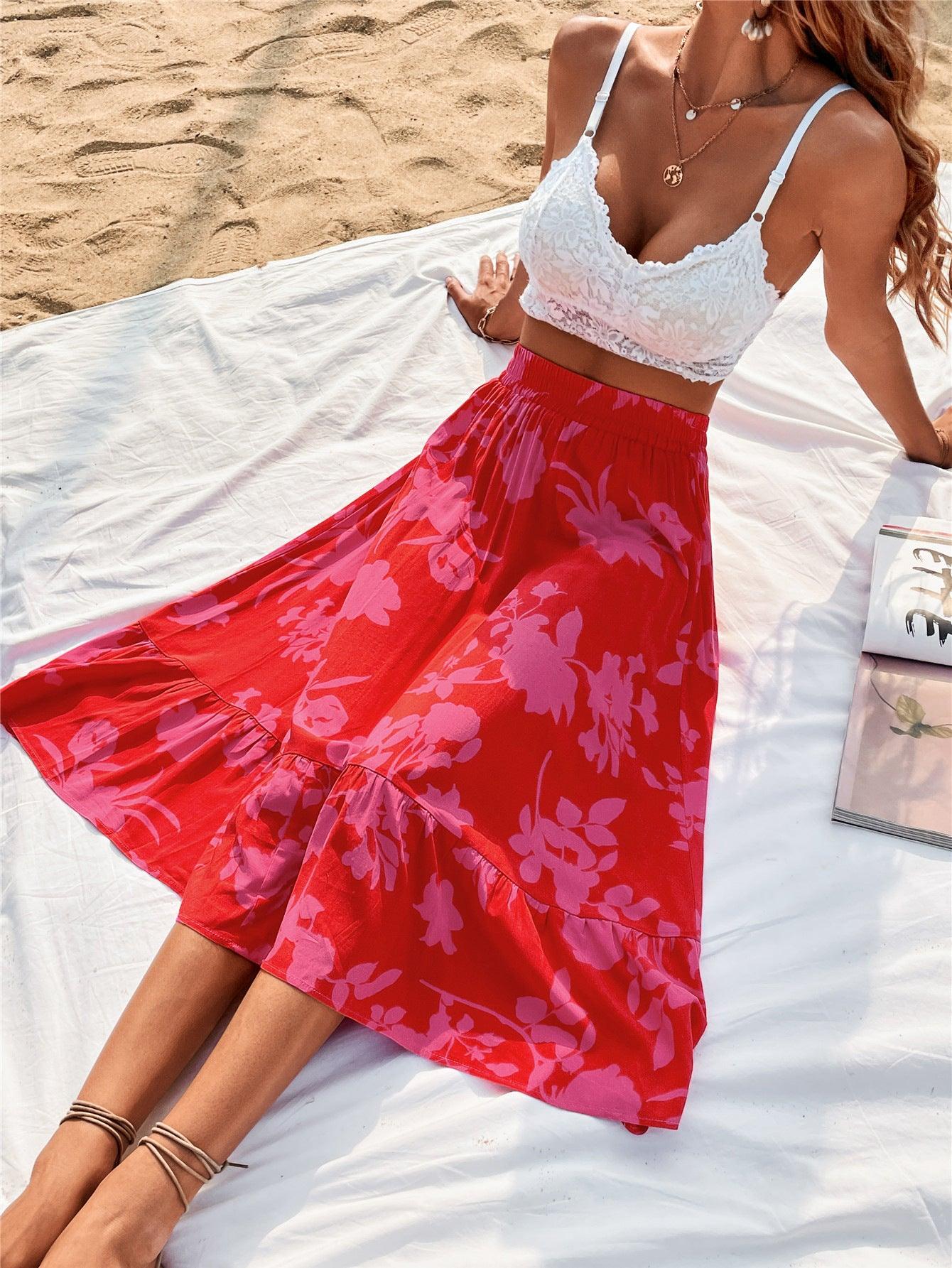 Printed Elastic Waist Skirt Carauana Store
