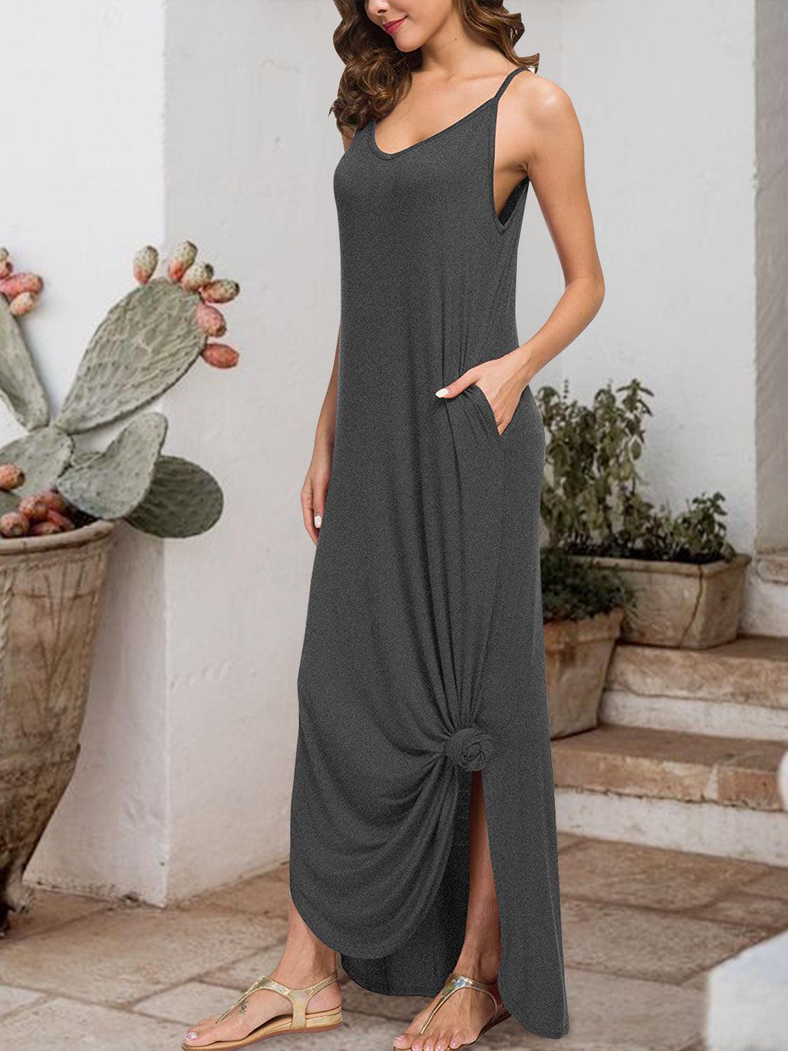 Slit Scoop Neck Sleeveless Dress Carauana Store