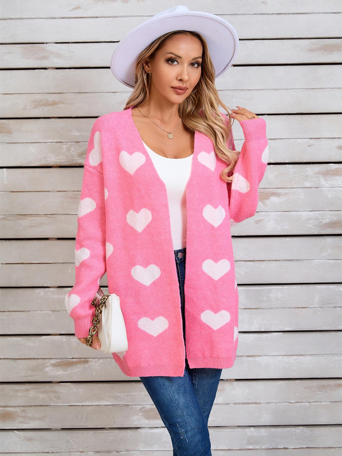 Angel Wings Heart Open Front Long Sleeve Cardigan Carauana Store