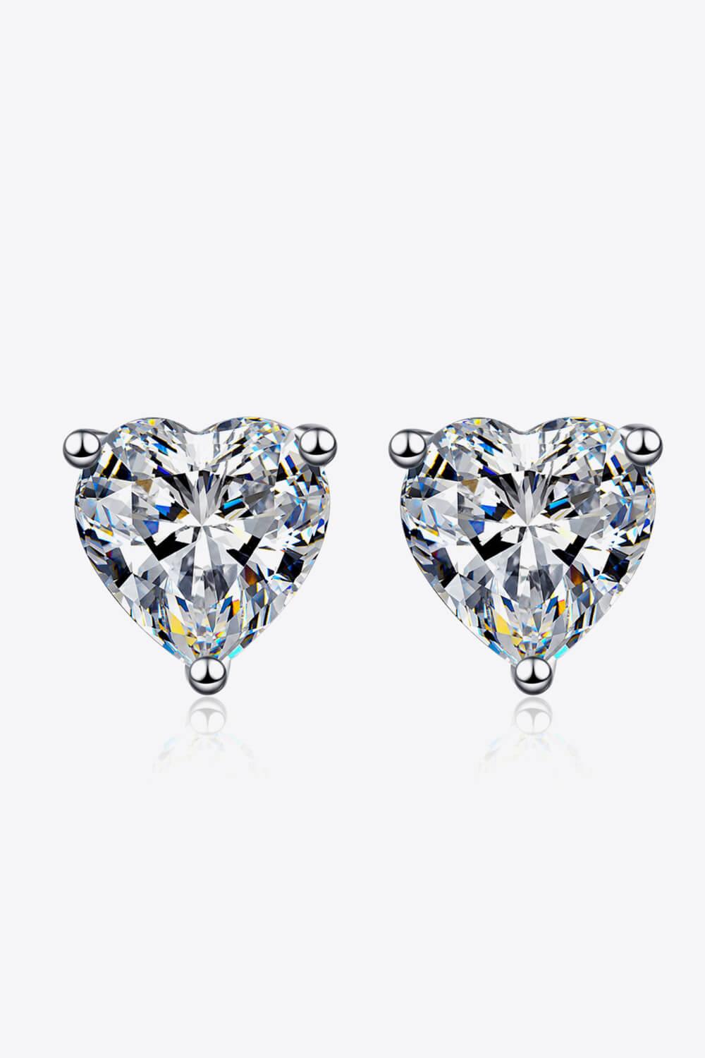 2 Carat Moissanite Heart-Shaped Stud Earrings Carauana Store