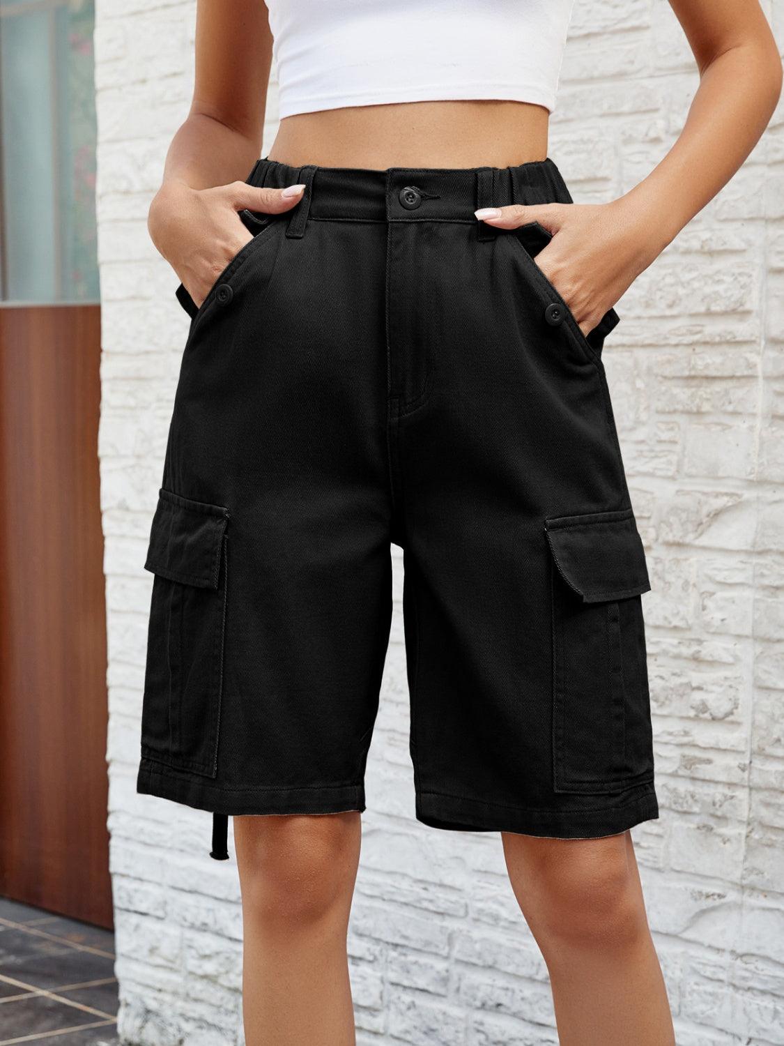 High Waist Denim Shorts with Pockets Carauana Store