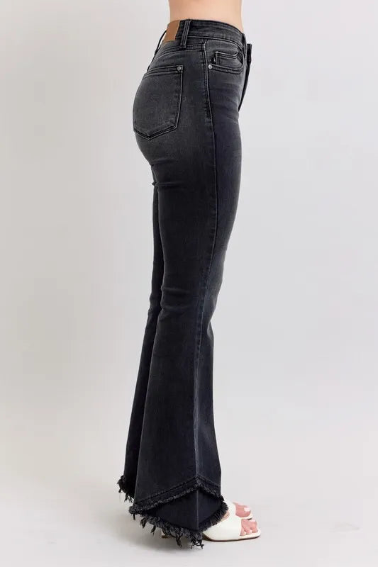 Judy Blue Full Size High Waist Flare W/ Mock Fray Tulip Hem Plus Size Carauana Store