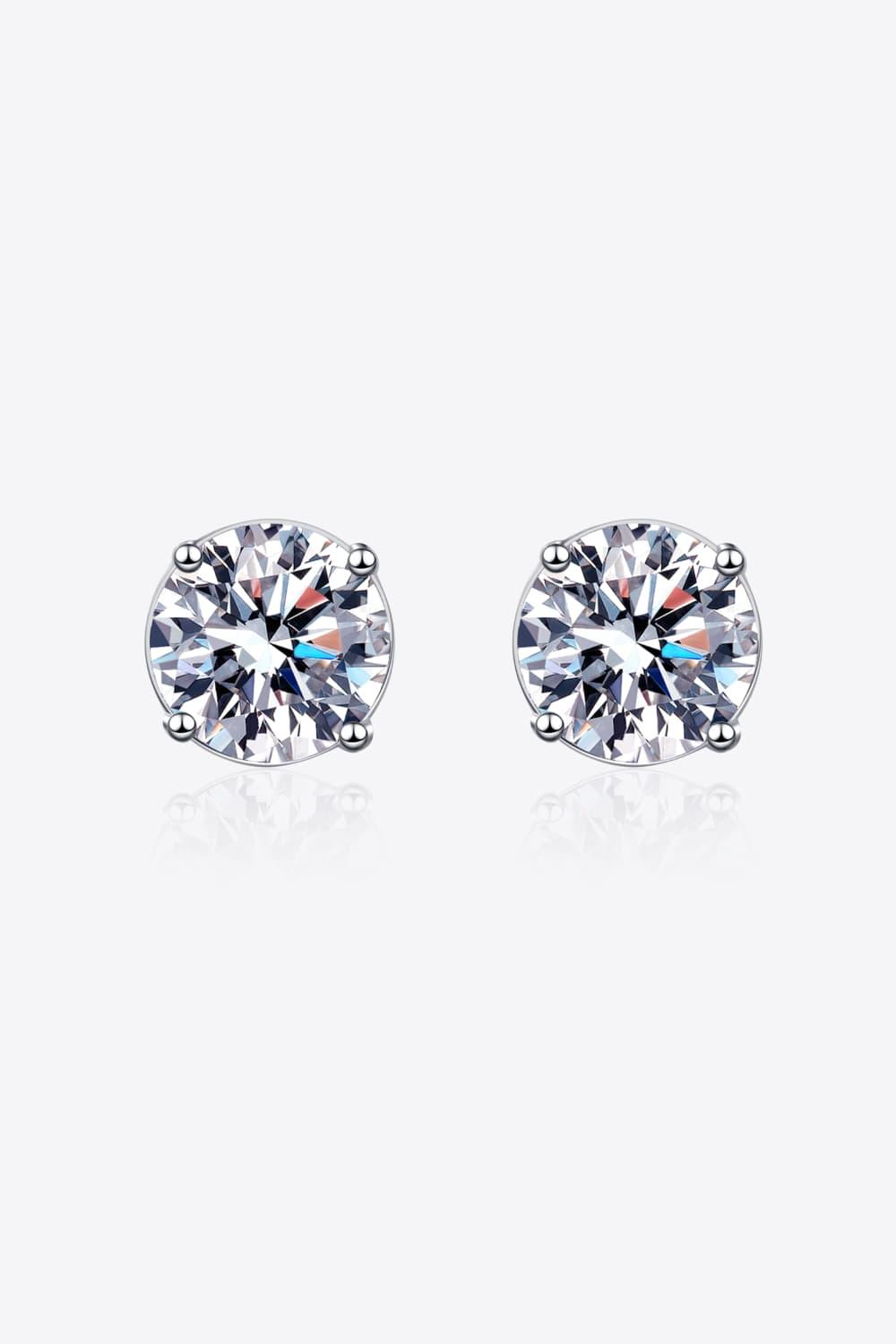 2 Carat Moissanite Rhodium-Plated Stud Earrings Carauana Store