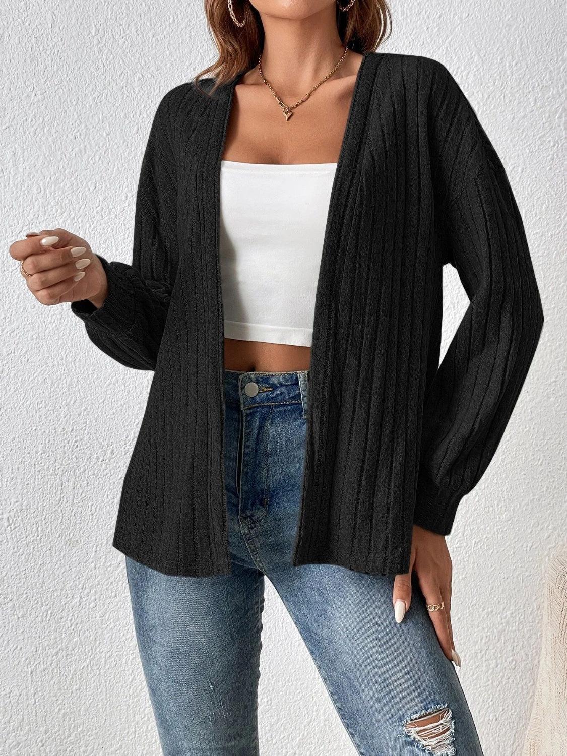 Open Front Long Sleeve Cardigan Carauana Store