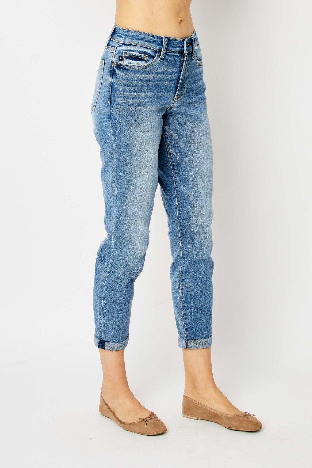 Judy Blue Full Size Cuffed Hem Slim Jeans Carauana Store