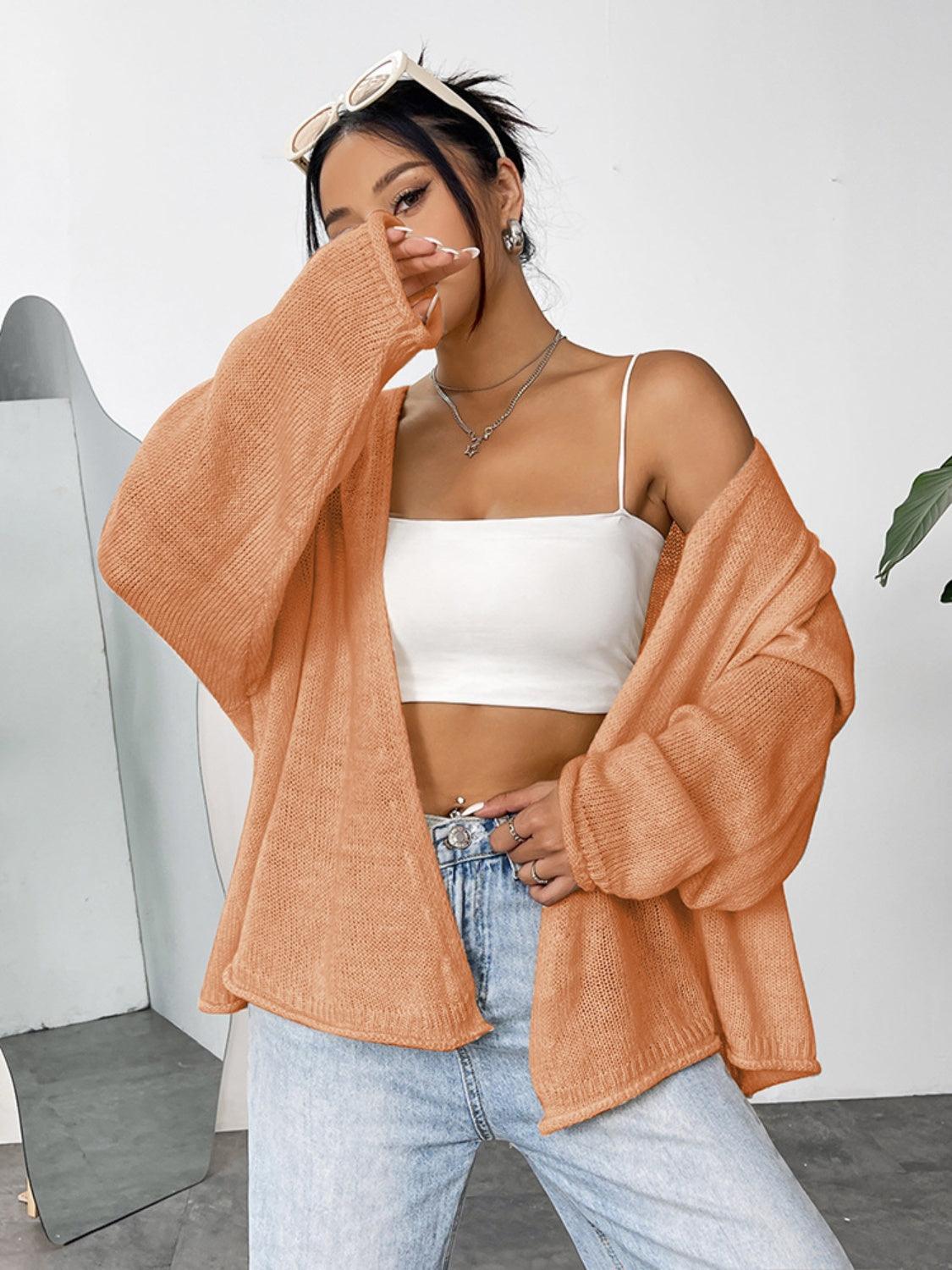Open Front Dropped Shoulder Cardigan Carauana Store