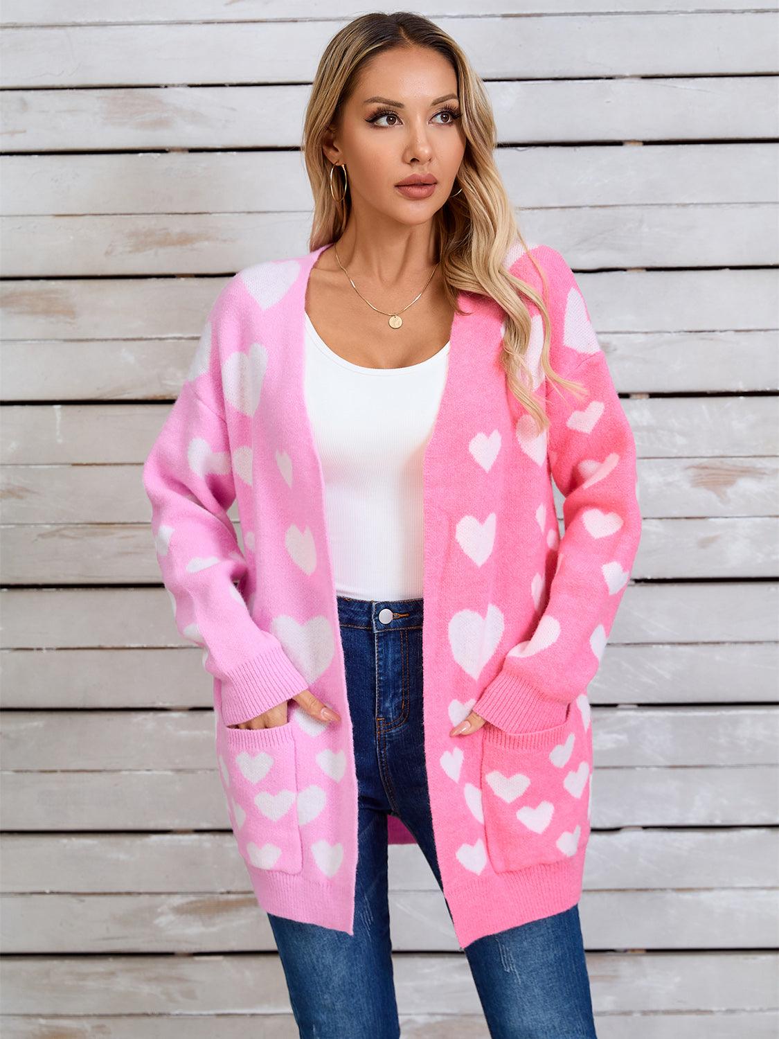 Angel Wings Heart Open Front Long Sleeve Cardigan Carauana Store
