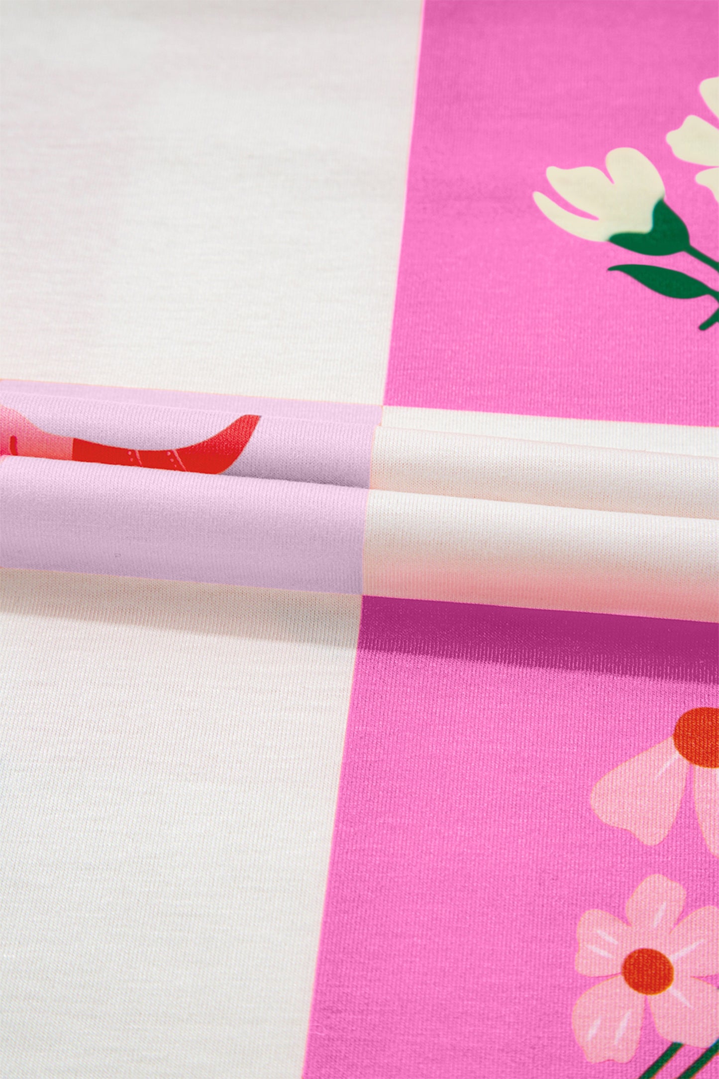 Purple Western Fashion Checker Print Crewneck T Shirt