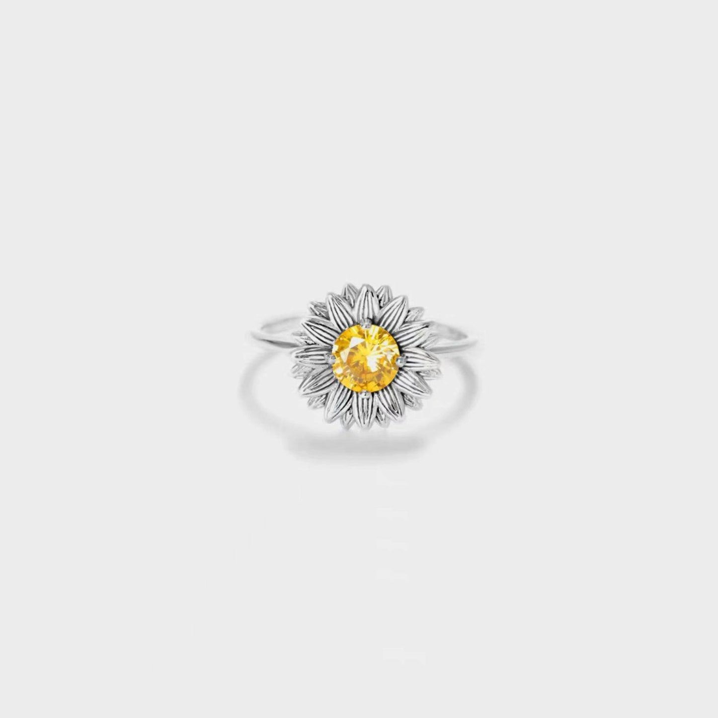 Sunflower Zircon 925 Sterling Silver Ring Carauana Store