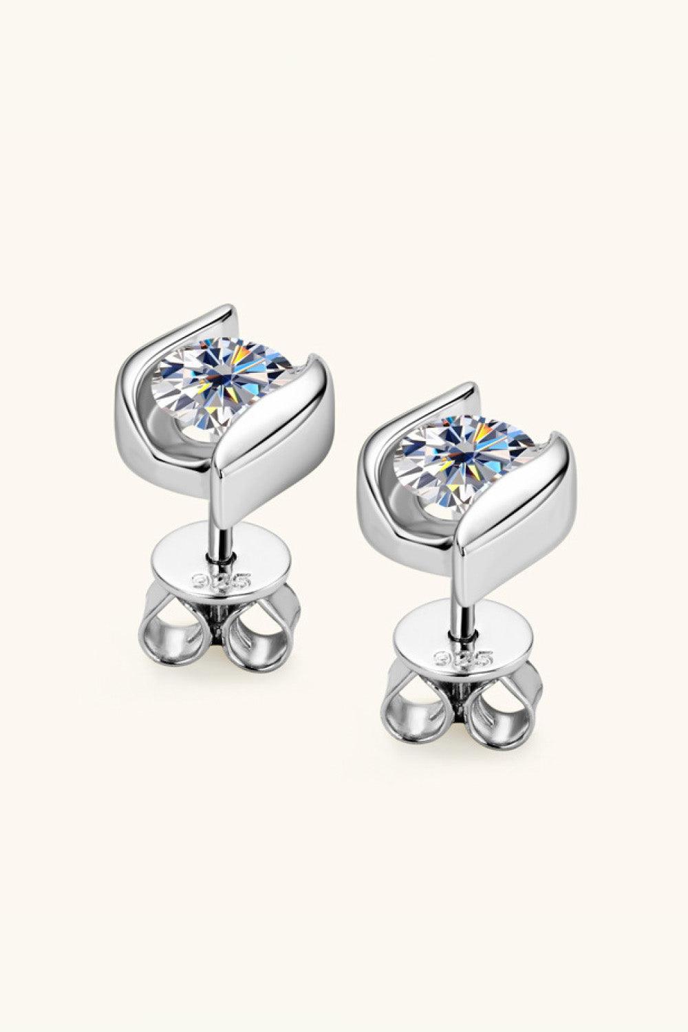 1 Carat Moissanite 925 Sterling Silver Stud Earrings Carauana Store