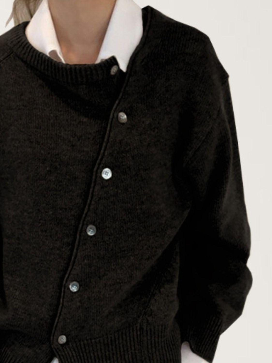 Dropped Shoulder Buttoned Cardigan Carauana Store