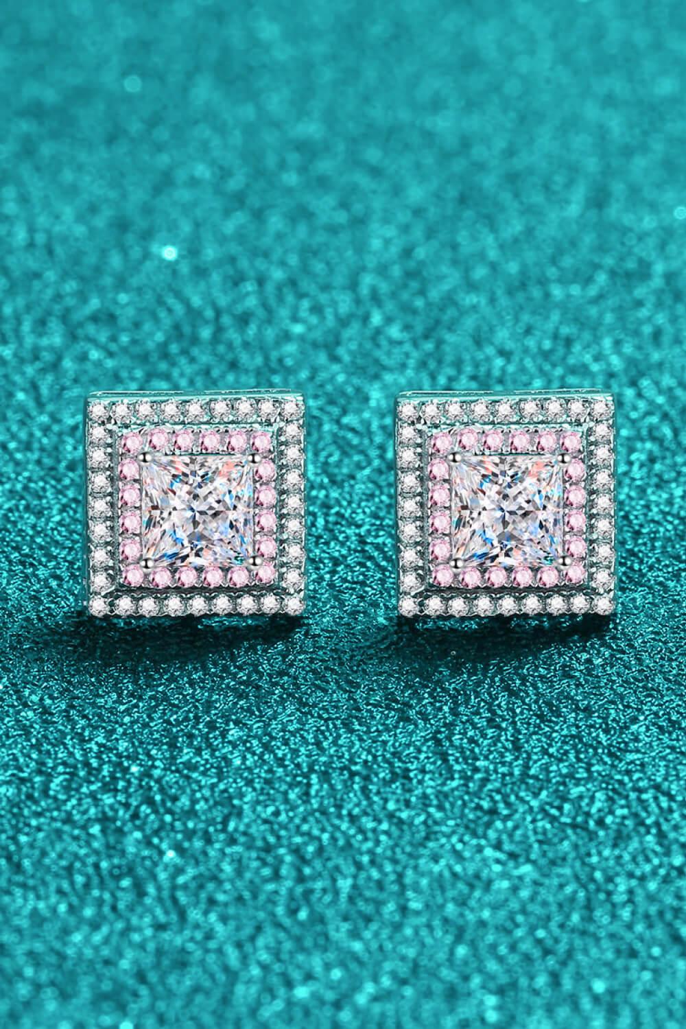 Moissanite Square Stud Earrings Carauana Store