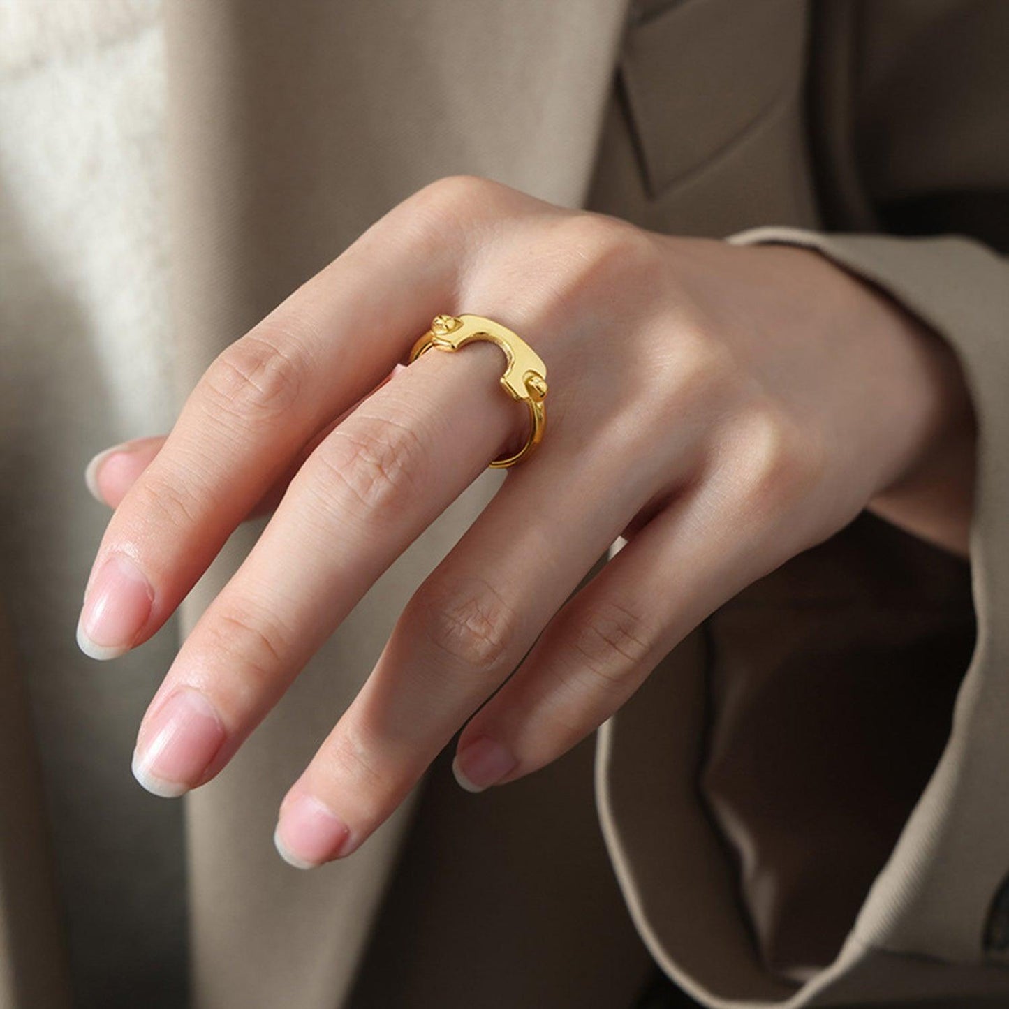 18K Gold-Plated Irregular Open Ring Carauana Store