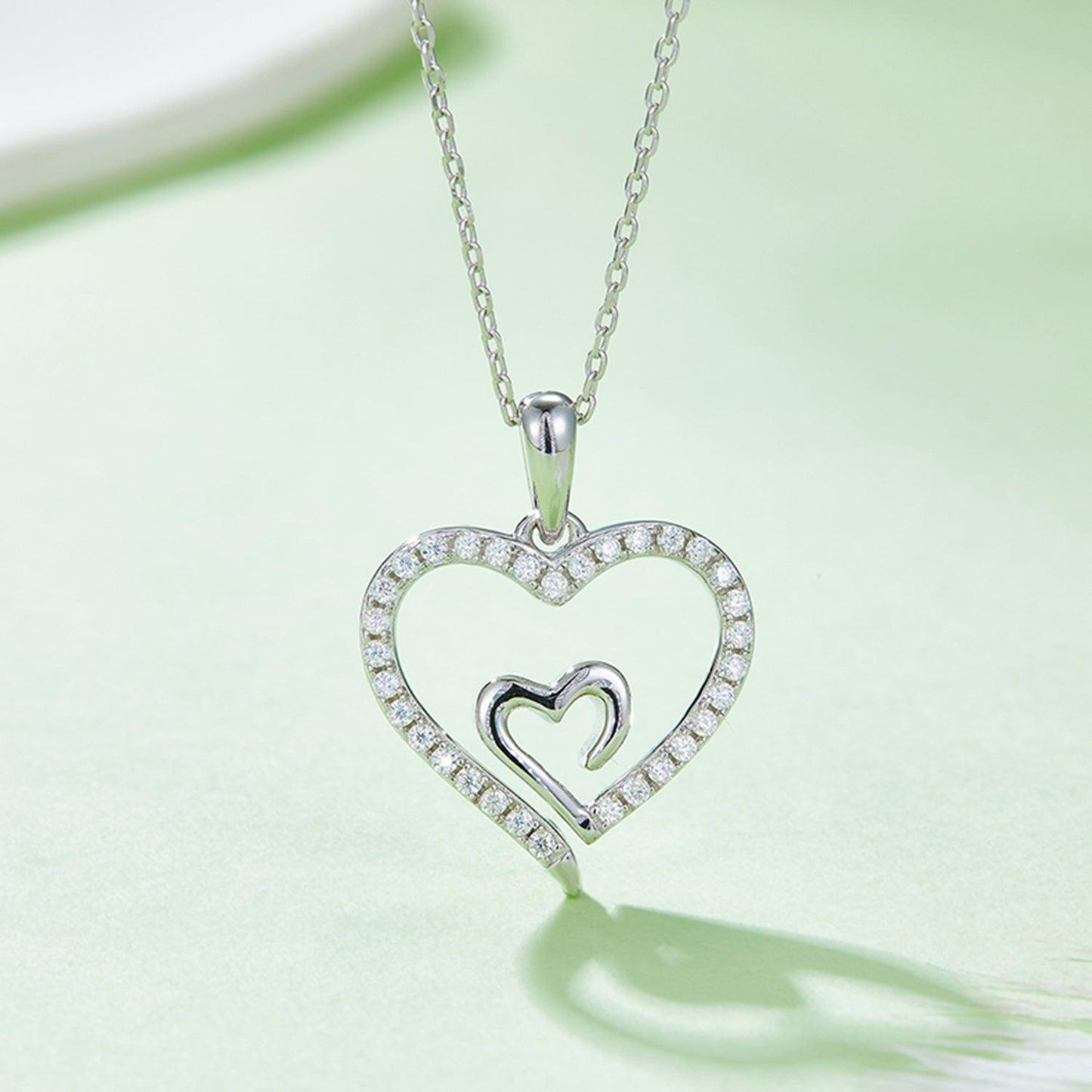 Moissanite 925 Sterling Silver Heart Pendant Necklace Carauana Store