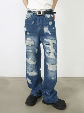 Men's Distressed Jeans with Pockets