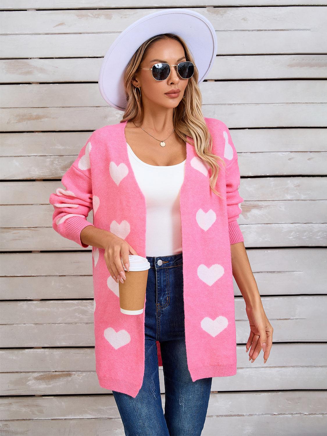 Angel Wings Heart Open Front Long Sleeve Cardigan Carauana Store