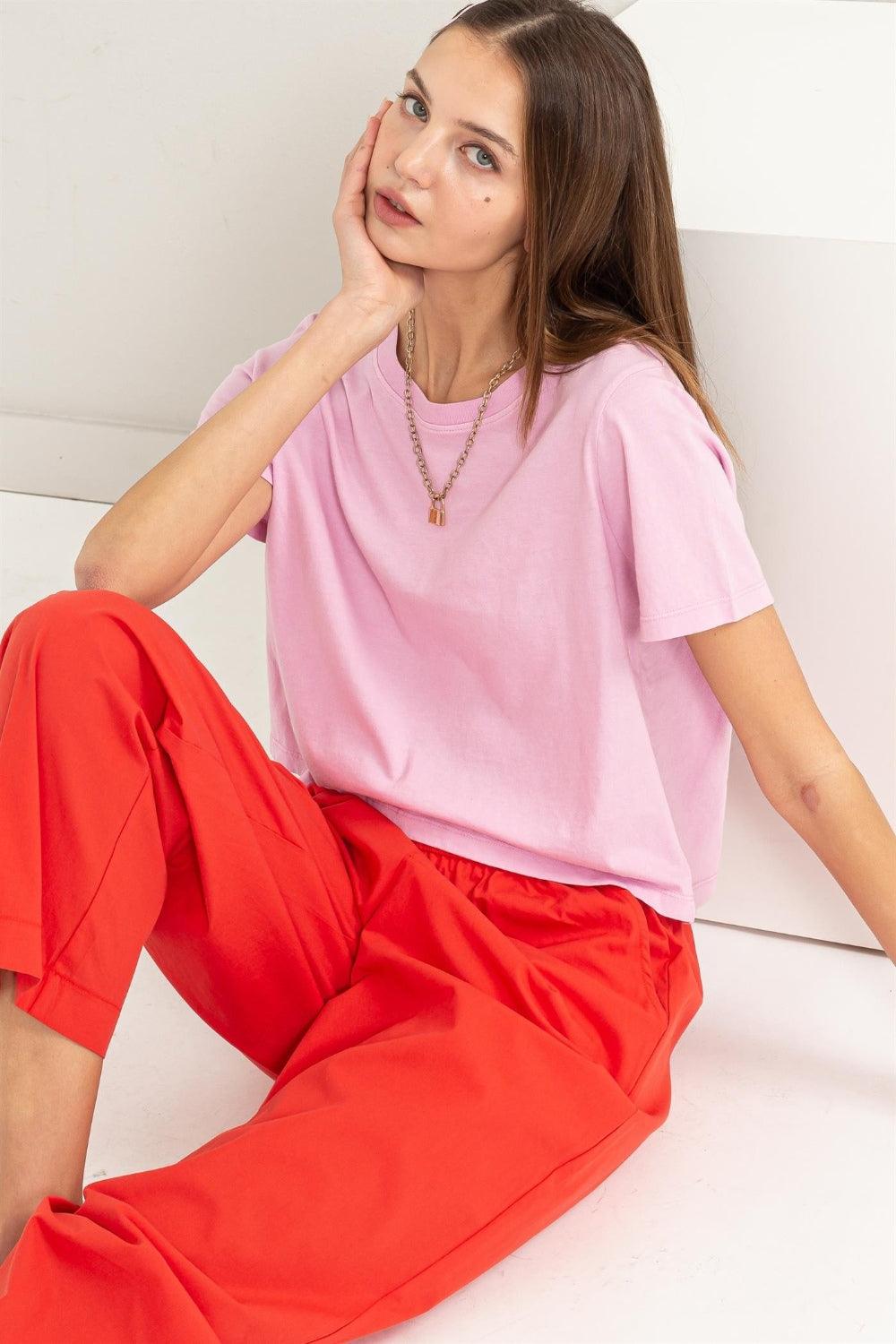 HYFVE Round Neck Cropped T-Shirt Carauana Store