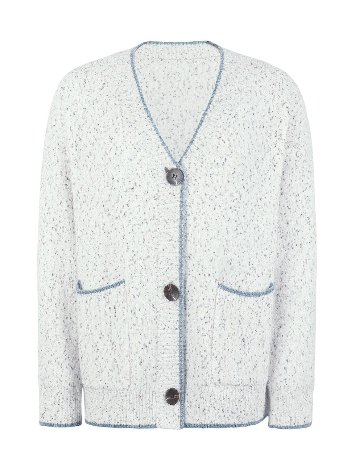 Button Down V-Neck Cardigan with Pockets Carauana Store