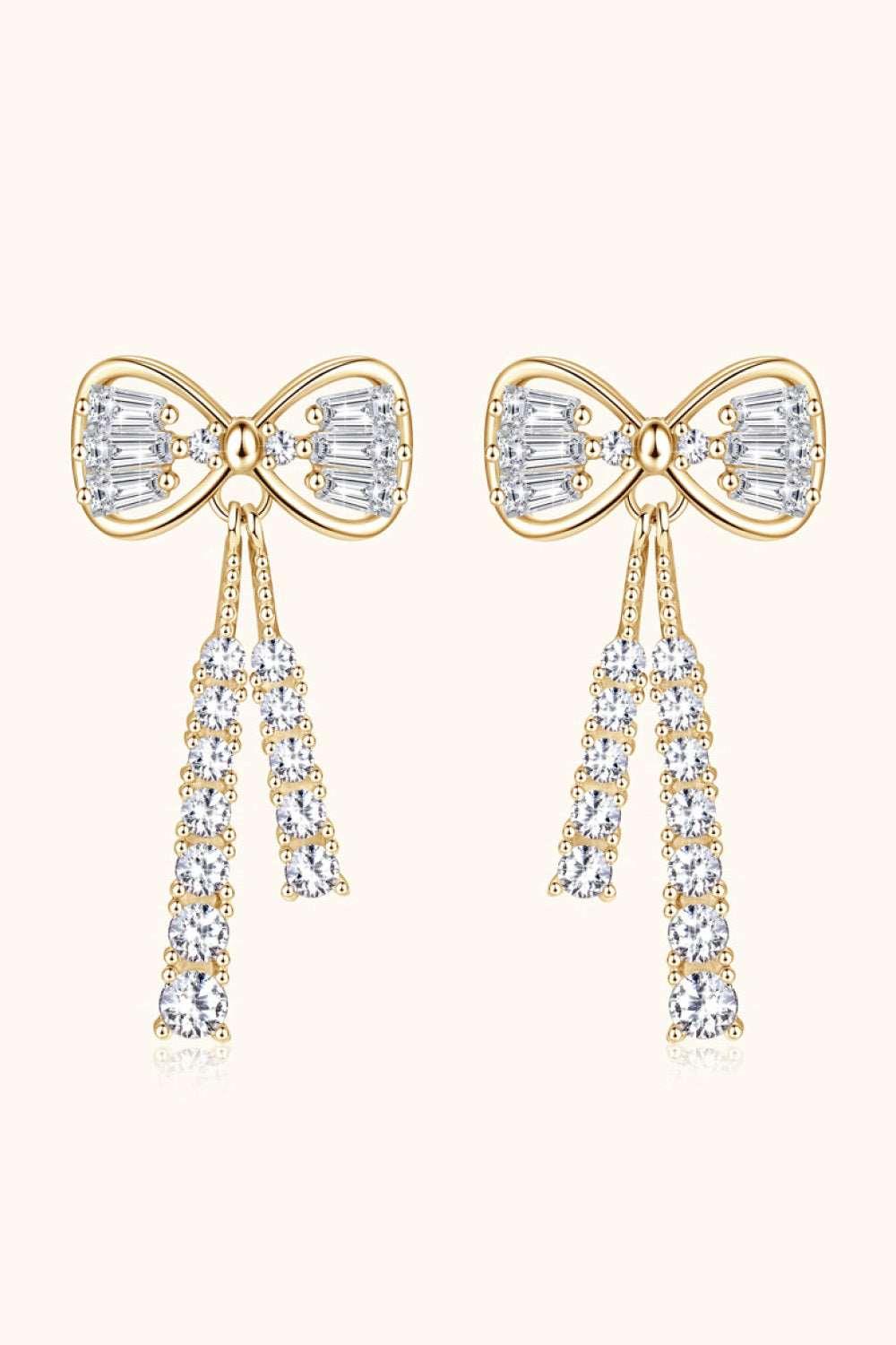 1.12 Carat Moissanite 925 Sterling Silver Bow Earrings Carauana Store