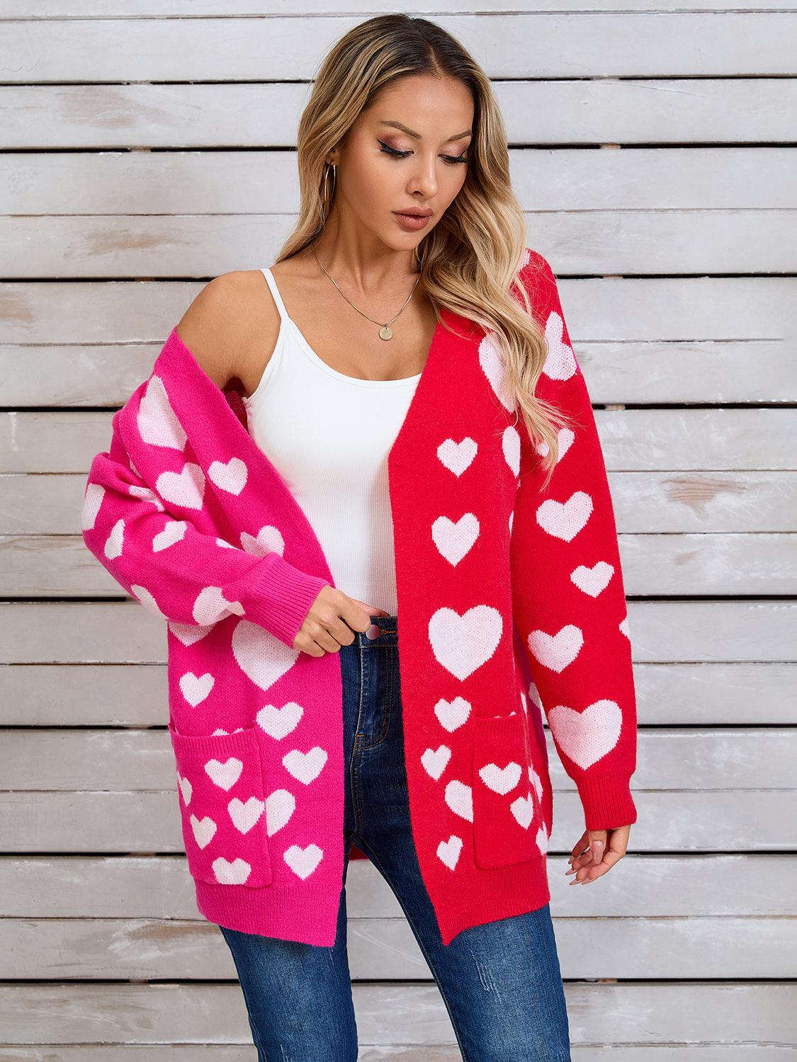 Angel Wings Heart Open Front Long Sleeve Cardigan Carauana Store