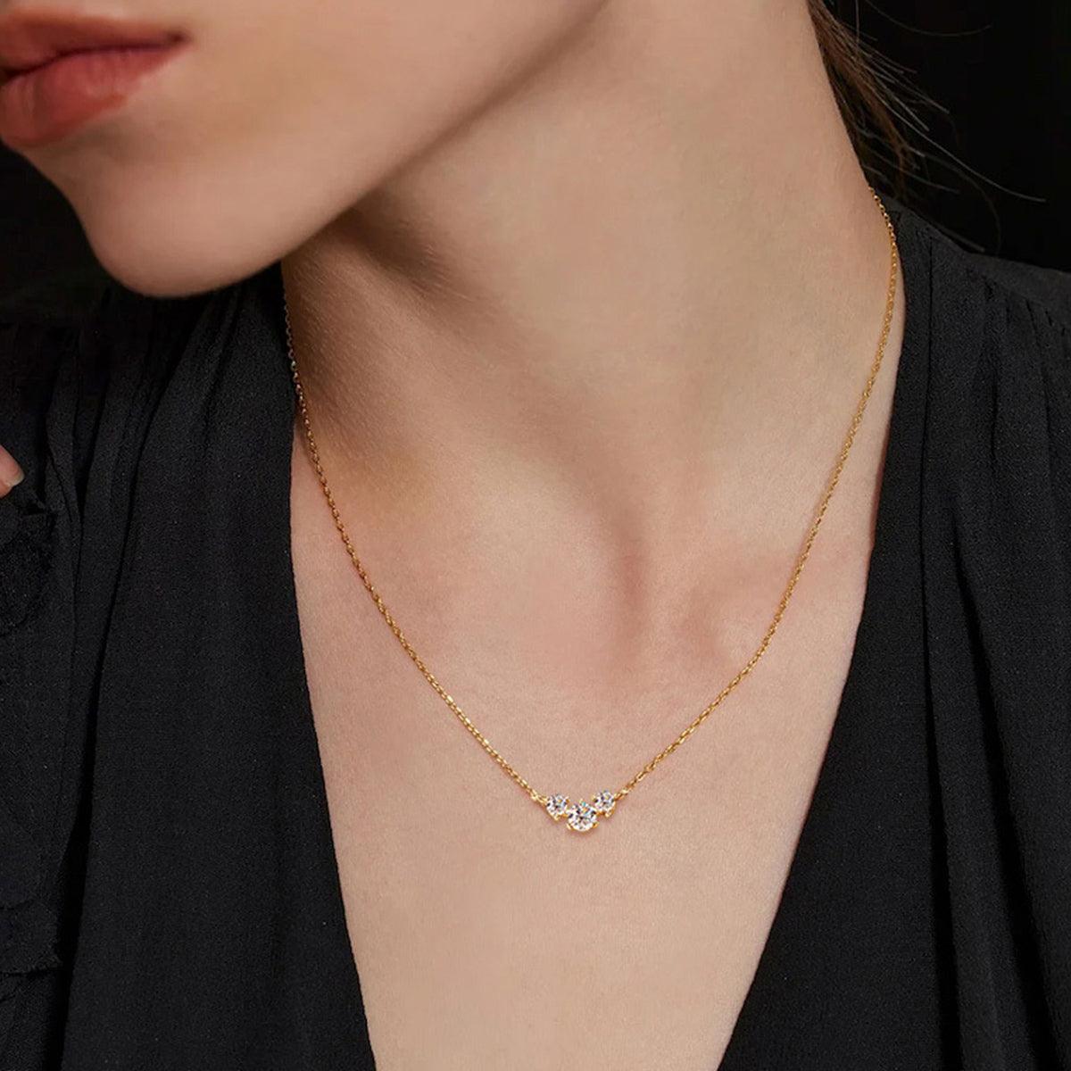 925 Sterling Silver Inlaid Moissanite Necklace Carauana Store